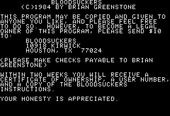 Game cover: Bloodsuckers