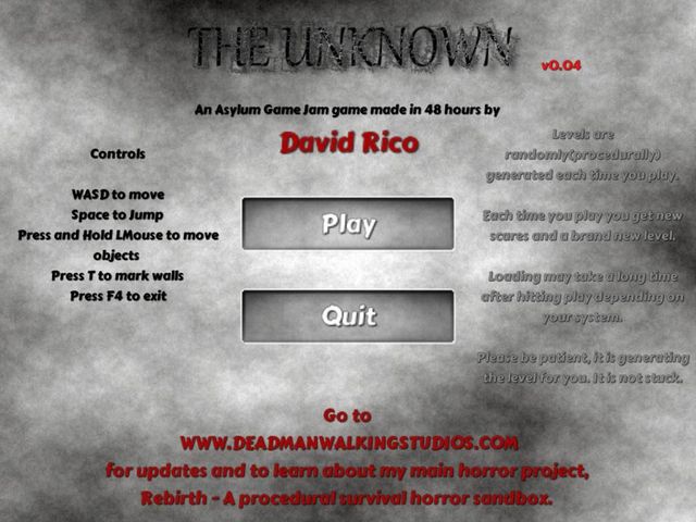 Game cover: The Unknown