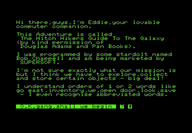 Game cover: The Hitch Hikers Guide to the Galaxy
