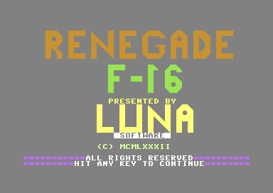 Game cover: Renegade F-16