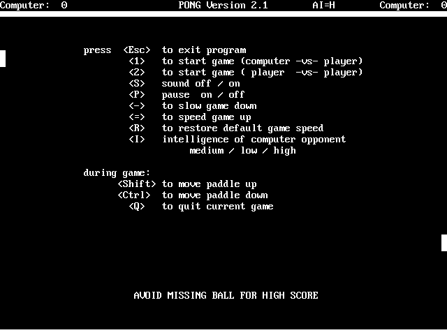 Game cover: Pong
