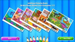 Game cover: Coloring Book: Basic Chapter - 36 New Drawings (Cats, Ocean, Farm, Girls Room, Construction Site and Dinosaurs)