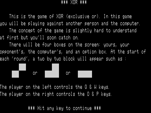 Game cover: XOR
