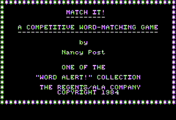Game cover: Match It!: A Competitive Word-Matching Game
