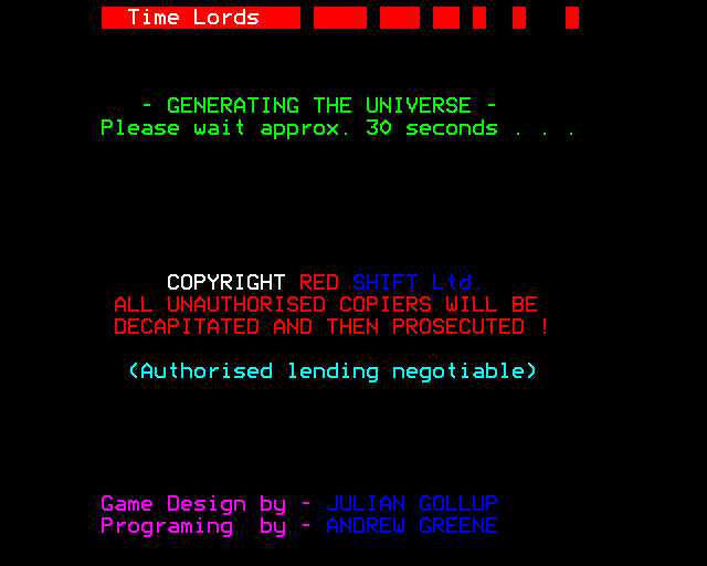 Game cover: Time Lords