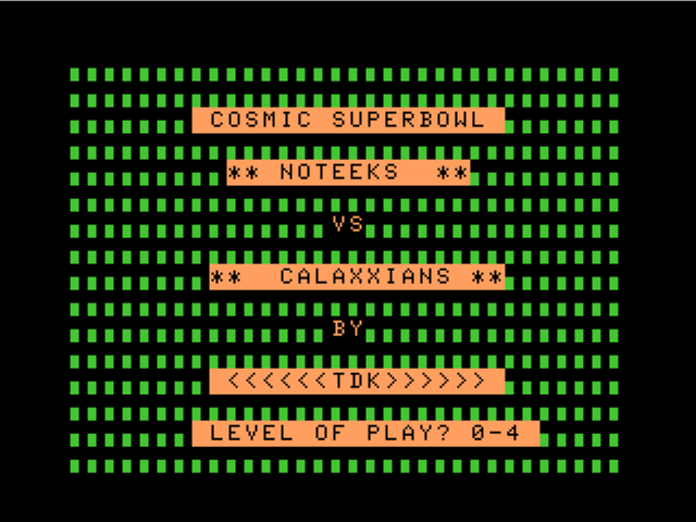 Game cover: Cosmic Superbowl
