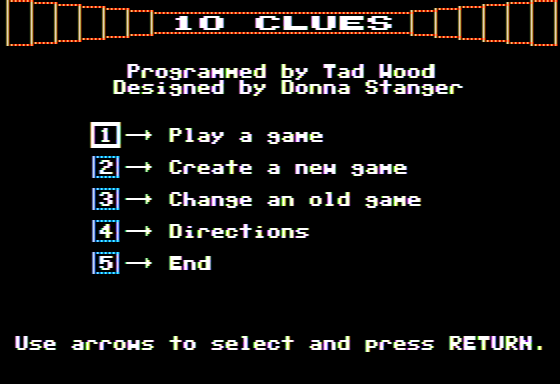 Game cover: Ten Clues