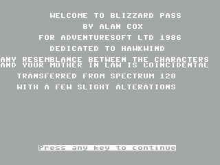 Game cover: Blizzard Pass
