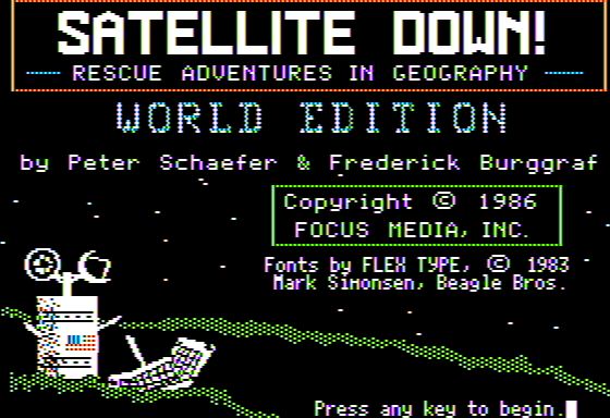Game cover: Satellite Down!: Rescue Adventures in Geography