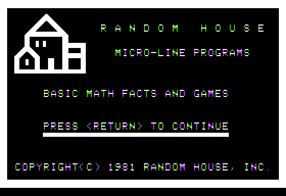 Game cover: Basic Math Facts and Games