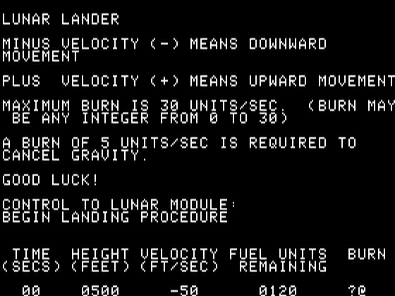 Game cover: Lunar Lander