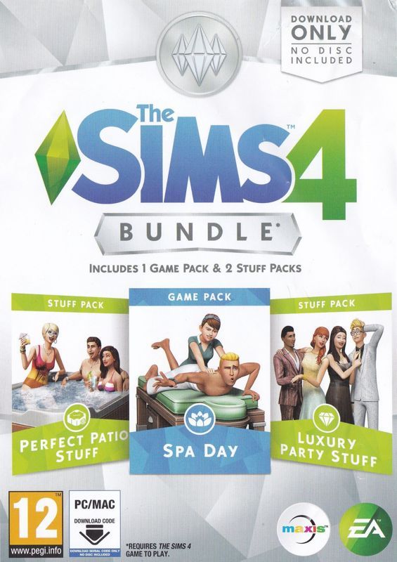 Game cover: The Sims 4 Bundle: Perfect Patio Stuff, Spa Day, Luxury Party Stuff