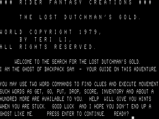 Game cover: Lost Dutchman's Gold