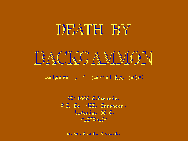 Game cover: Death by Backgammon