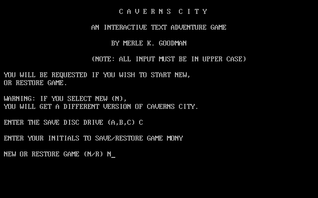 Game cover: Caverns City