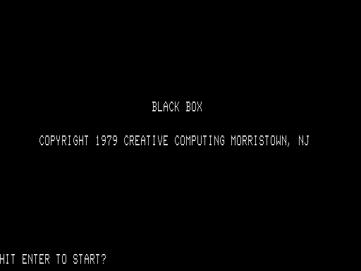 Game cover: Black Box