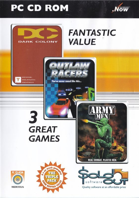 Game cover: 3 Great Games: Dark Colony / Outlaw Racers / Army Men