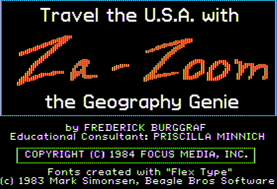 Game cover: Travel the U.S.A. with Za-Zoom the Geography Genie