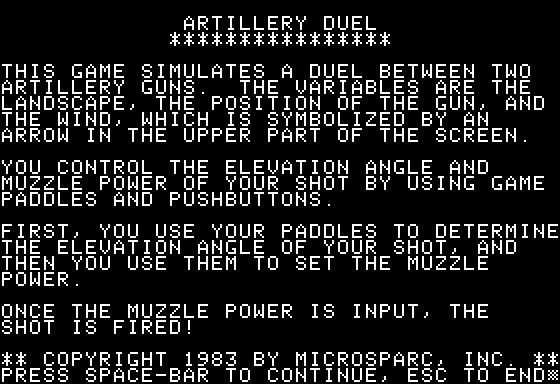 Game cover: Artillery Duel