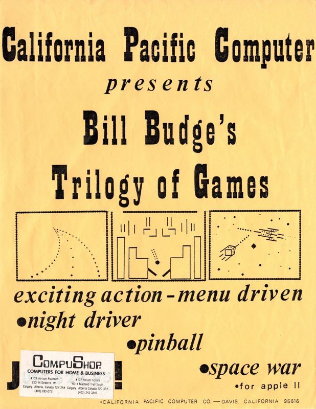 Game cover: Bill Budge's Trilogy of Games