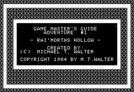 Game cover: Game Master's Guide Adventure #1: Rai'Morth's Hollow