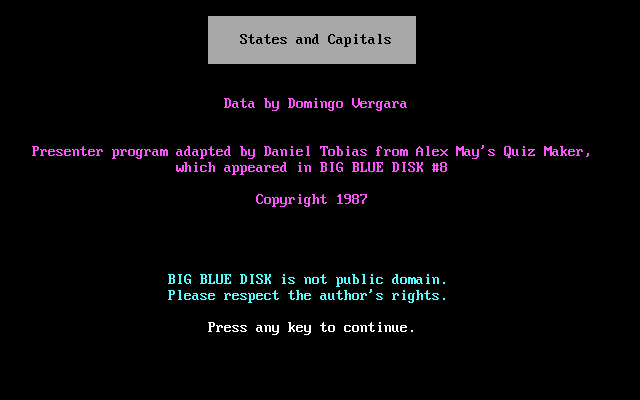 Game cover: States and Capitals