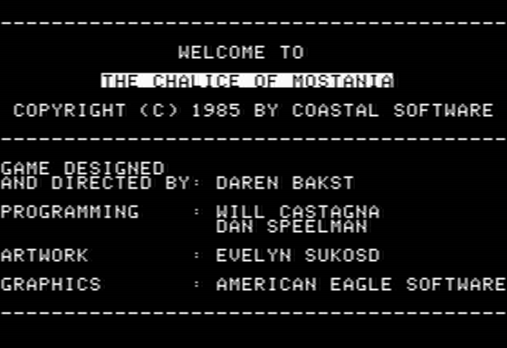 Game cover: The Chalice of Mostania