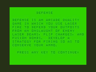 Game cover: Defense