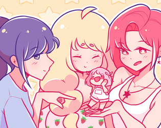 Game cover: Scheme!!! Spica, Chinatsu, and Haruka's Enchanting, Marvelous, and quite frankly Elaborate quest to save their (cute) girlfriend!!!