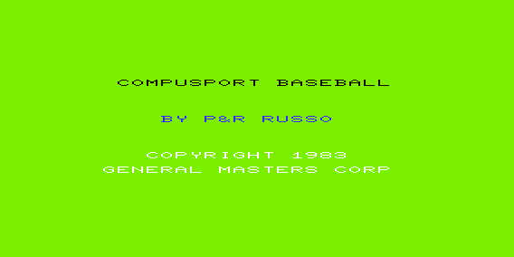 Game cover: Compusport Baseball