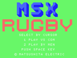 Game cover: MSX Rugby