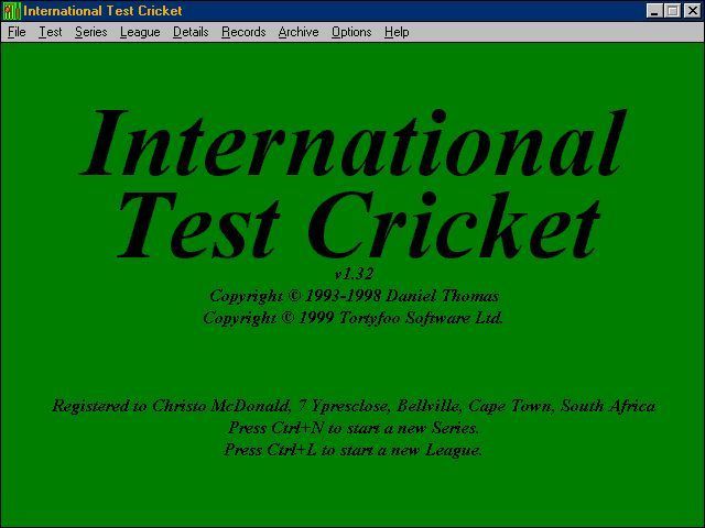 Game cover: International Test Cricket