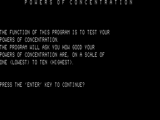 Game cover: Powers of Concentration
