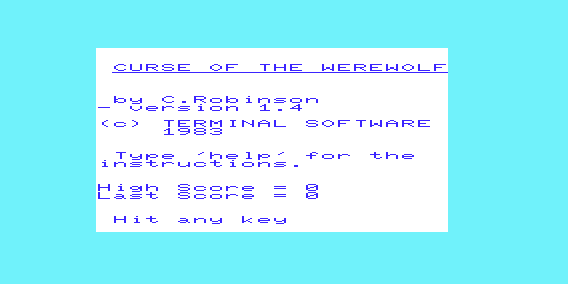 Game cover: The Curse of the Werewolf