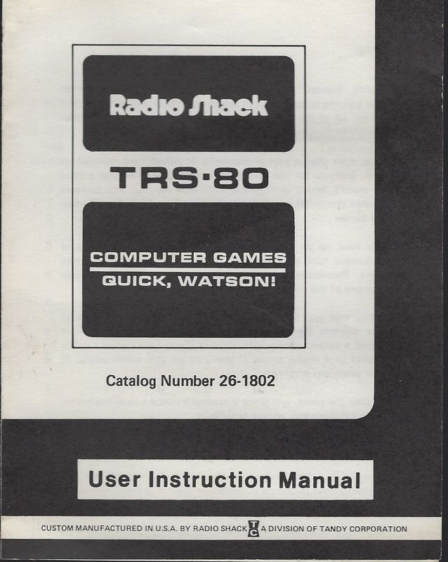 Game cover: Quick, Watson!