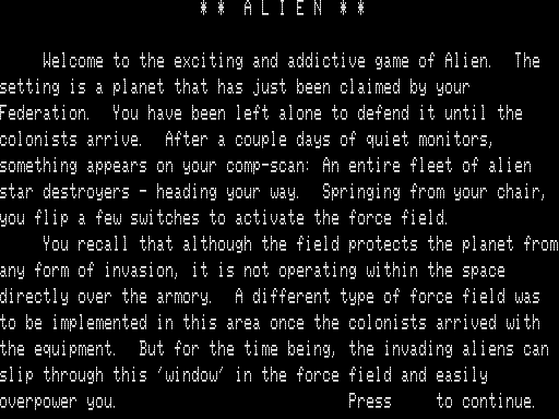 Game cover: Alien