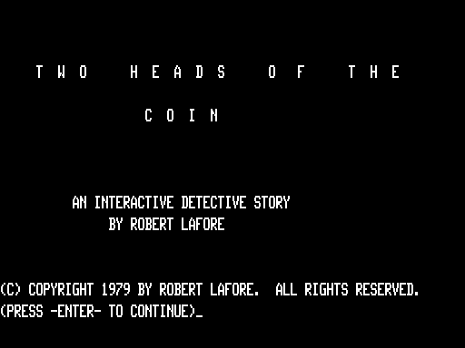 Game cover: Interactive Fiction: Two Heads of the Coin