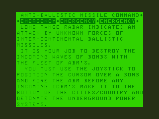 Game cover: Anti-Ballistic Missile Command