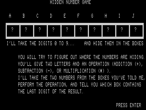 Game cover: Hidden Number Game