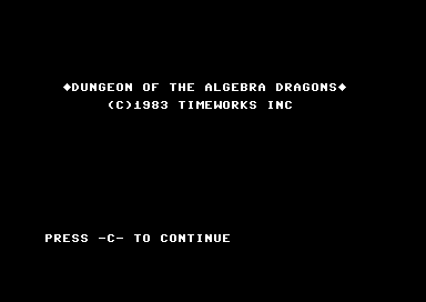Game cover: Dungeon of the Algebra Dragons