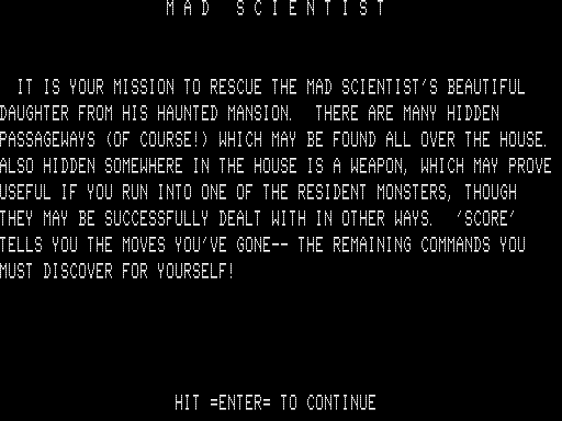 Game cover: Mad Scientist