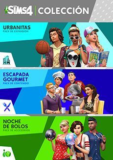 Game cover: The Sims 4 Bundle: City Living, Dine Out, Bowling Night Stuff