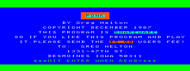 Game cover: Ponk