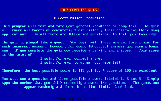Game cover: The Computer Quiz