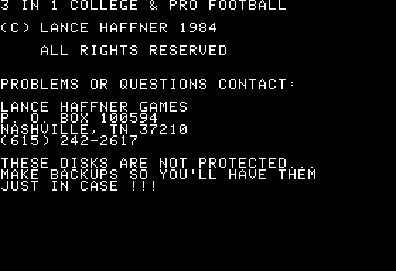 Game cover: 3 in 1 College & Pro Football