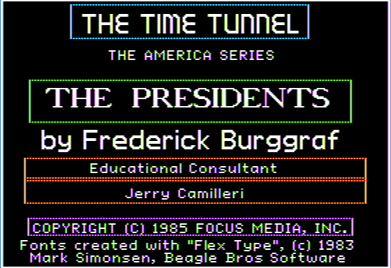 Game cover: The Time Tunnel: The Presidents