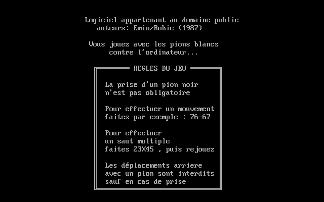 Game cover: Jeu De Dames