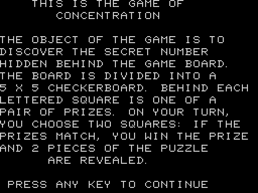 Game cover: Concentration II