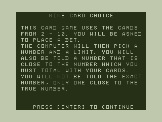 Game cover: Nine Card Choice