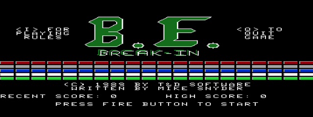 Game cover: B. E. Break-In